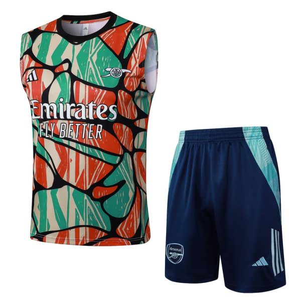 Camiseta sin mangas y pantalones cortos Arsenal 2024-2025 Rojo Verde