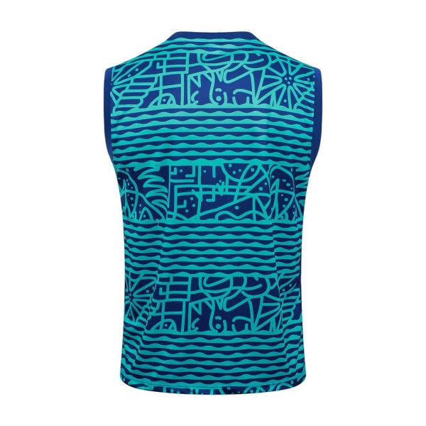 Camiseta Sin Mangas Corta Brasil 2024 2025 Estampado Azul