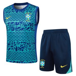 Camiseta Sin Mangas Corta Brasil 2024 2025 Estampado Azul