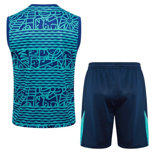Camiseta Sin Mangas Corta Brasil 2024 2025 Estampado Azul