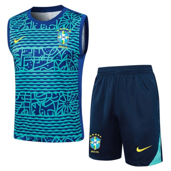 Camiseta Sin Mangas Corta Brasil 2024 2025 Estampado Azul