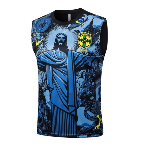 Camiseta corta sin mangas azul océano Brasil 2024 2025