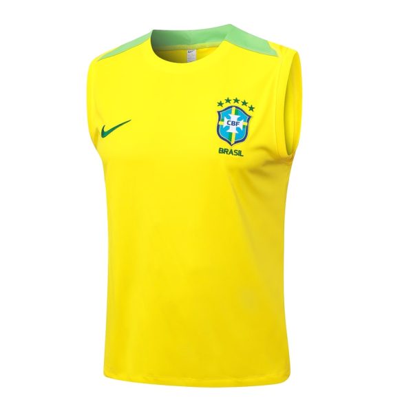Camiseta Sin Mangas Corta Brasil 2024 2025 Amarillo