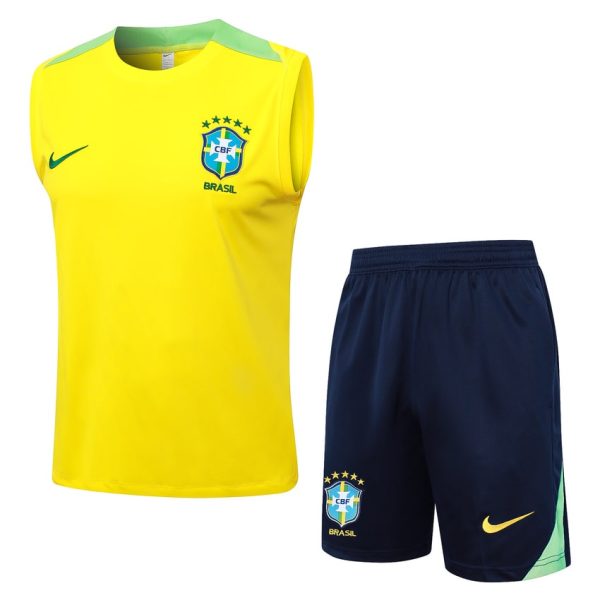 Camiseta Sin Mangas Corta Brasil 2024 2025 Amarillo