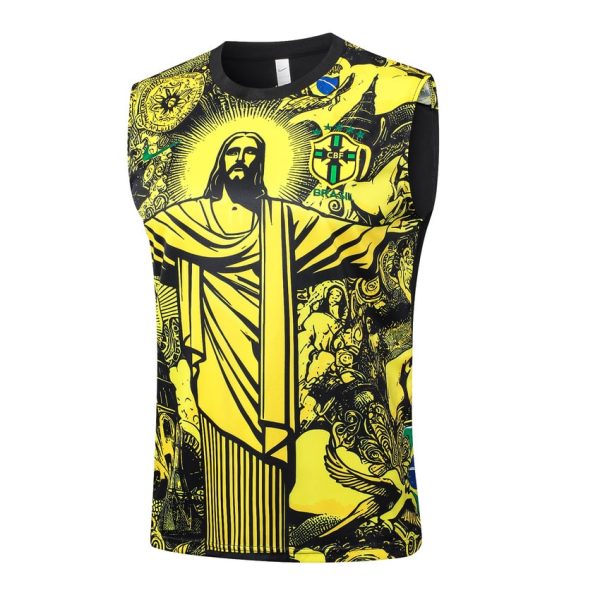 Camiseta corta sin mangas con estampado amarillo de Brasil 2024-2025