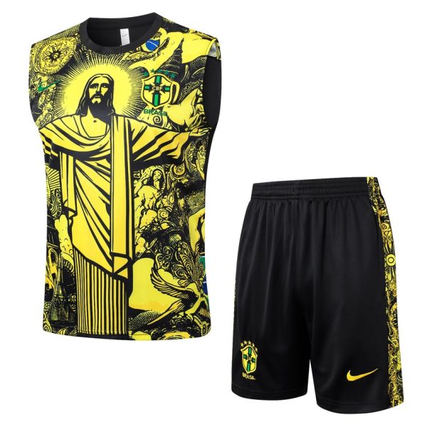 Camiseta corta sin mangas con estampado amarillo de Brasil 2024-2025