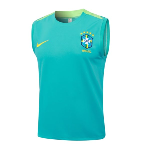 Camiseta Sin Mangas Corta Brasil 2024 2025 Verde