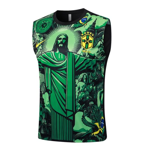 Camiseta corta sin mangas con estampado verde de Brasil 2024-2025