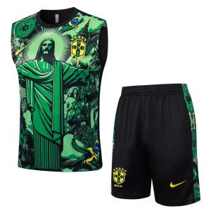 Camiseta corta sin mangas con estampado verde de Brasil 2024-2025