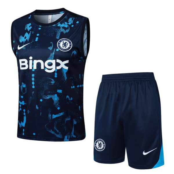 Camiseta corta sin mangas con estampado azul Chelsea 2024 2025