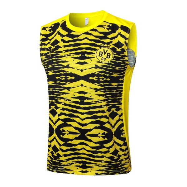 Camiseta corta sin mangas amarilla y negra del Dortmund 2024-2025