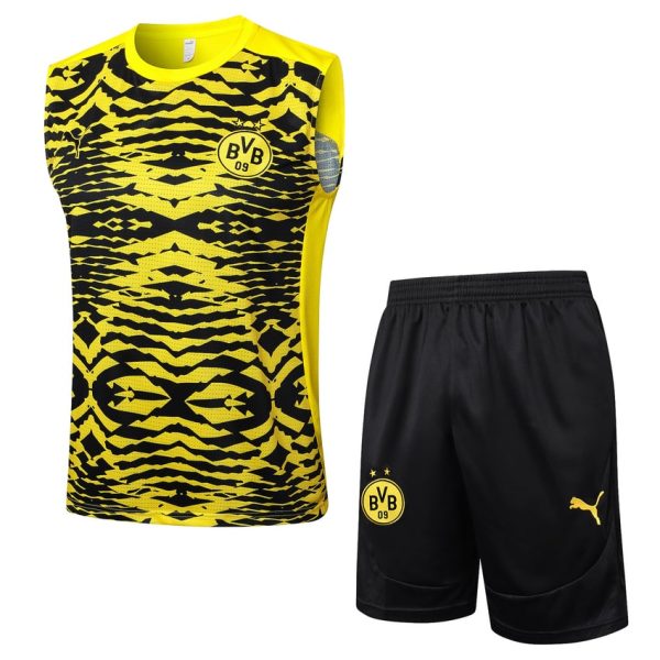 Camiseta corta sin mangas amarilla y negra del Dortmund 2024-2025