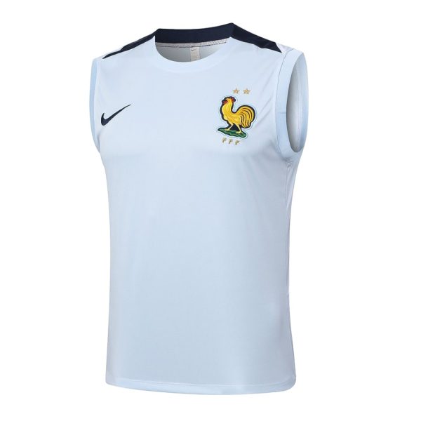 Camiseta Sin Mangas Corto Equipo Frances 2024 2025 Blanco Claro