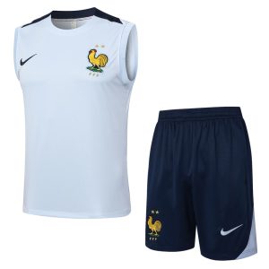 Camiseta Sin Mangas Corto Equipo Frances 2024 2025 Blanco Claro