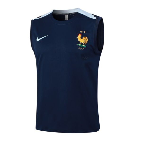 Camiseta Sin Mangas Corto Equipo Frances 2024-2025 Azul Oscuro