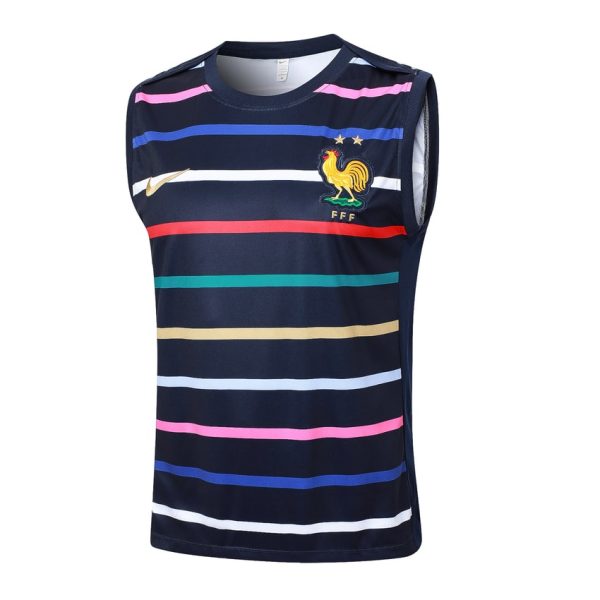Camiseta Sin Mangas Corta Equipo Frances 2024-2025 Estampado Azul