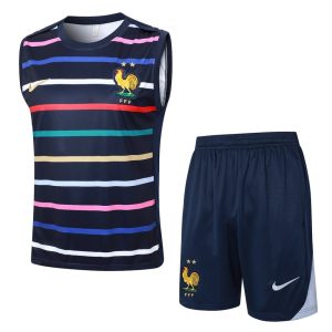 Camiseta Sin Mangas Corta Equipo Frances 2024-2025 Estampado Azul