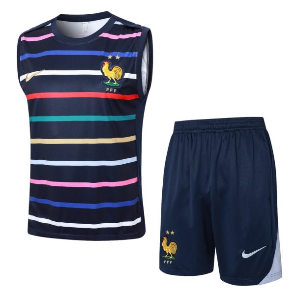 Camiseta Sin Mangas Corta Equipo Frances 2024-2025 Estampado Azul