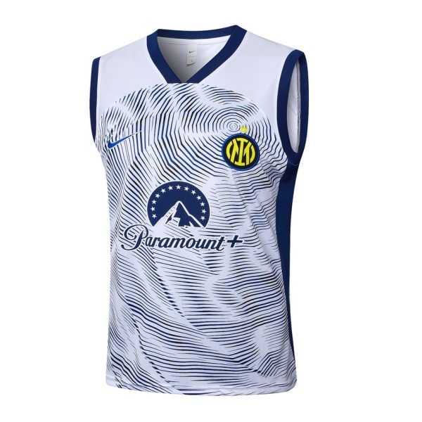 Camiseta corta blanca sin mangas del Inter de Milán 2024-2025