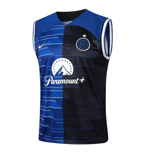Camiseta corta sin mangas azul y negra del Inter de Milán 2024-2025