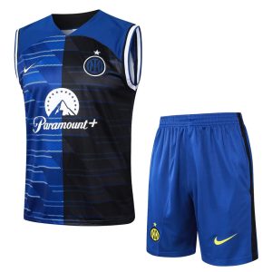 Camiseta corta sin mangas azul y negra del Inter de Milán 2024-2025
