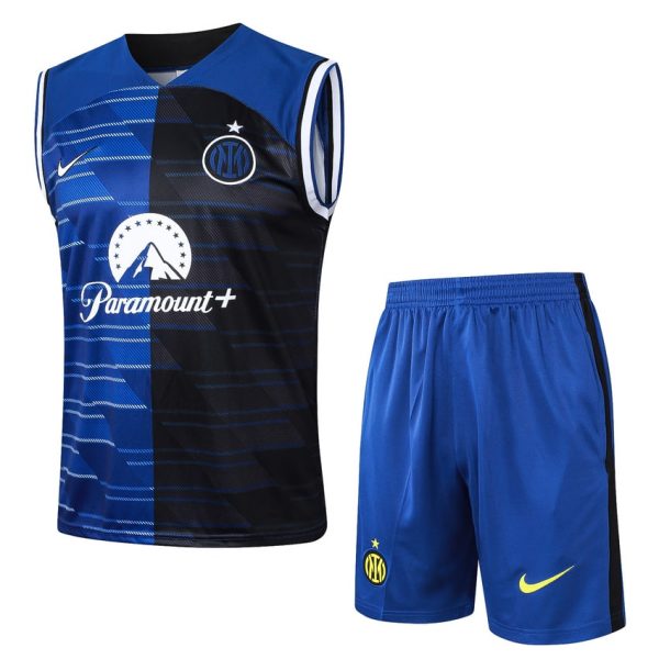 Camiseta corta sin mangas azul y negra del Inter de Milán 2024-2025