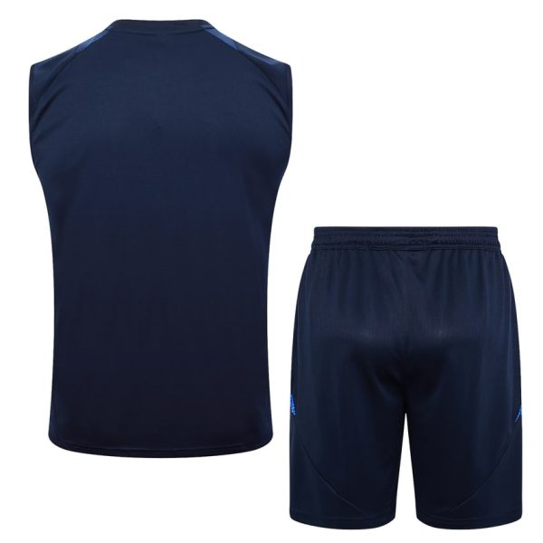 Camiseta Sin Mangas Cortos Italia 2024-2025 Azul Oscuro