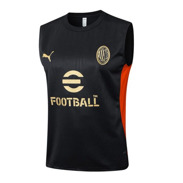 Camiseta corta sin mangas negra oscura del AC Milan 2024-2025