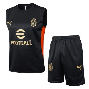 Camiseta corta sin mangas negra oscura del AC Milan 2024-2025