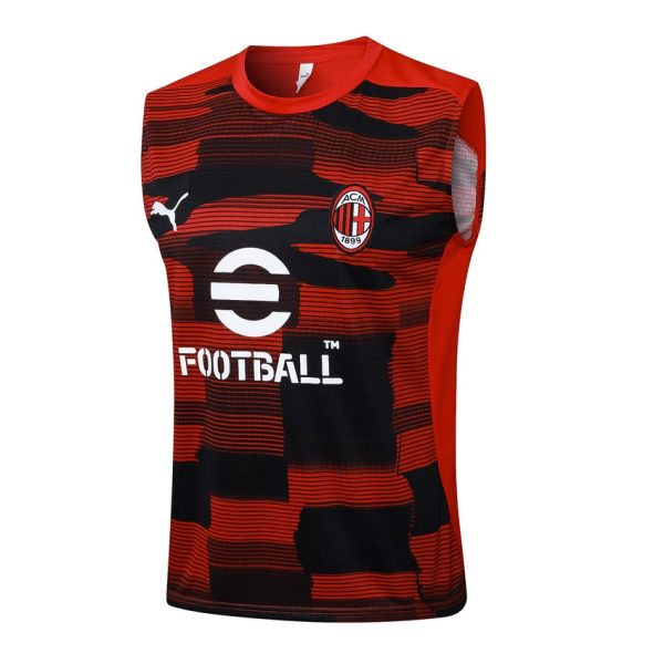 Camiseta corta sin mangas roja y negra del AC Milan 2024-2025