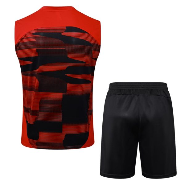 Camiseta corta sin mangas roja y negra del AC Milan 2024-2025