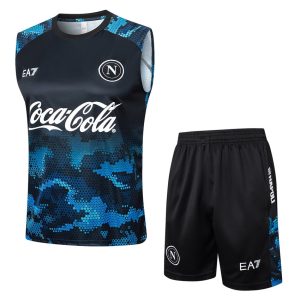 Camiseta corta sin mangas azul y negra de Nápoles 2024 2025