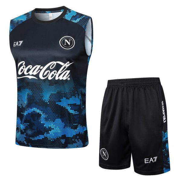 Camiseta corta sin mangas azul y negra de Nápoles 2024 2025