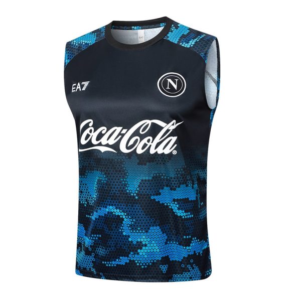 Camiseta corta sin mangas azul y negra de Nápoles 2024 2025