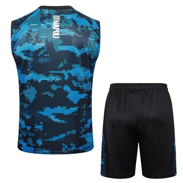 Camiseta corta sin mangas azul y negra de Nápoles 2024 2025