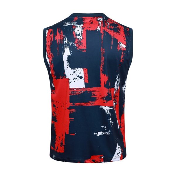 Camiseta Sin Mangas Cortos PSG 2024 2025 Azul Rojo
