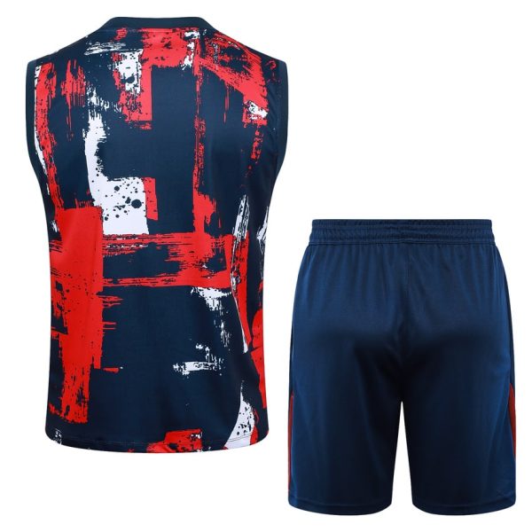 Camiseta Sin Mangas Cortos PSG 2024 2025 Azul Rojo