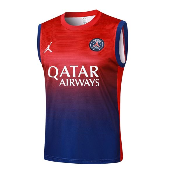 Camiseta corta sin mangas roja y azul del PSG 2024-2025