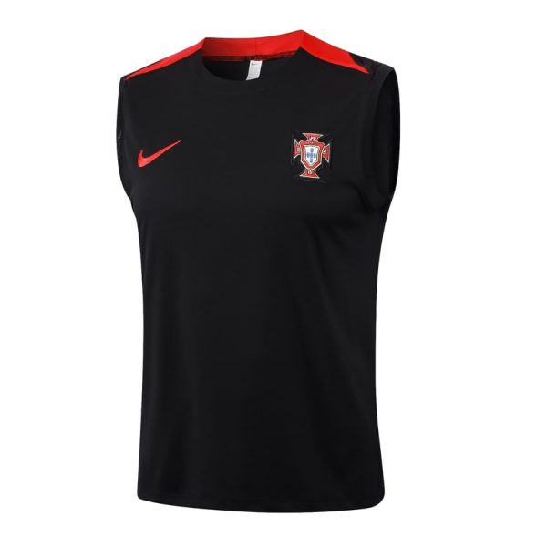 Camiseta Sin Mangas Corta Portugal 2024 2025 Negro