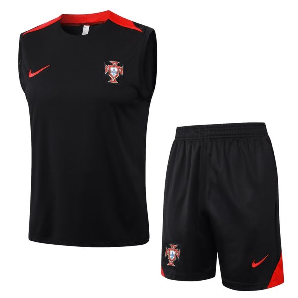 Camiseta Sin Mangas Corta Portugal 2024 2025 Negro