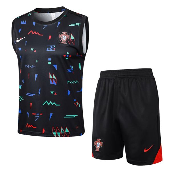 Camiseta corta sin mangas con estampado negro de Portugal 2024 2025