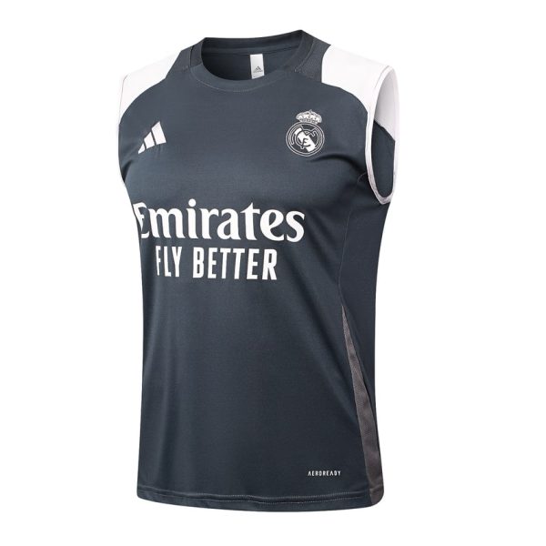 Camiseta corta sin mangas negra y blanca del Real Madrid 2024-2025