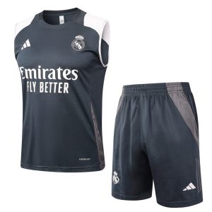 Camiseta corta sin mangas negra y blanca del Real Madrid 2024-2025