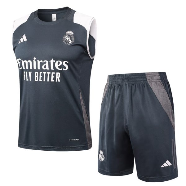 Camiseta corta sin mangas negra y blanca del Real Madrid 2024-2025