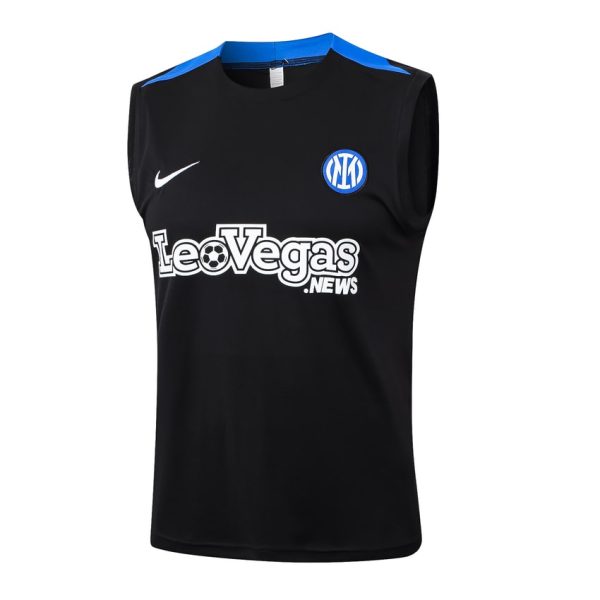 Camiseta Sin Mangas Corta Inter Milan 2024 2025 Negro Oscuro