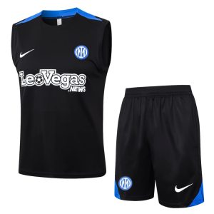 Camiseta Sin Mangas Corta Inter Milan 2024 2025 Negro Oscuro