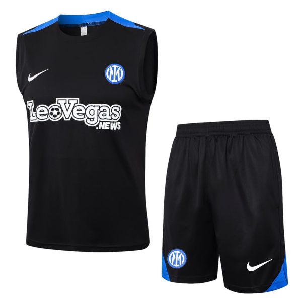 Camiseta Sin Mangas Corta Inter Milan 2024 2025 Negro Oscuro