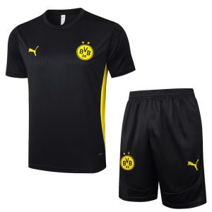Conjunto de camiseta y pantalones cortos negros del Dortmund 2024-2025