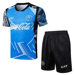Conjunto de camiseta y pantalones cortos azul cielo de Nápoles 2024-2025