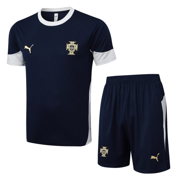 Conjunto de camiseta y pantalones cortos azul oscuro de Portugal 2024-2025